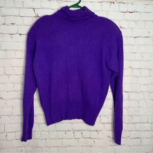 80s VTG Carson Pirie Scott Womens Turtleneck Sweater Purple Lamswool Angora Sz L